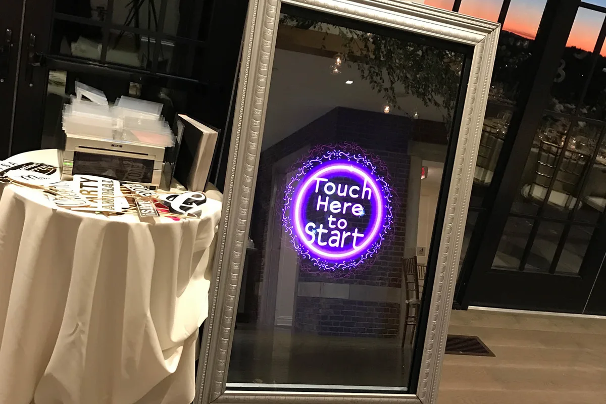 Mirror Me photo booth ready for guests