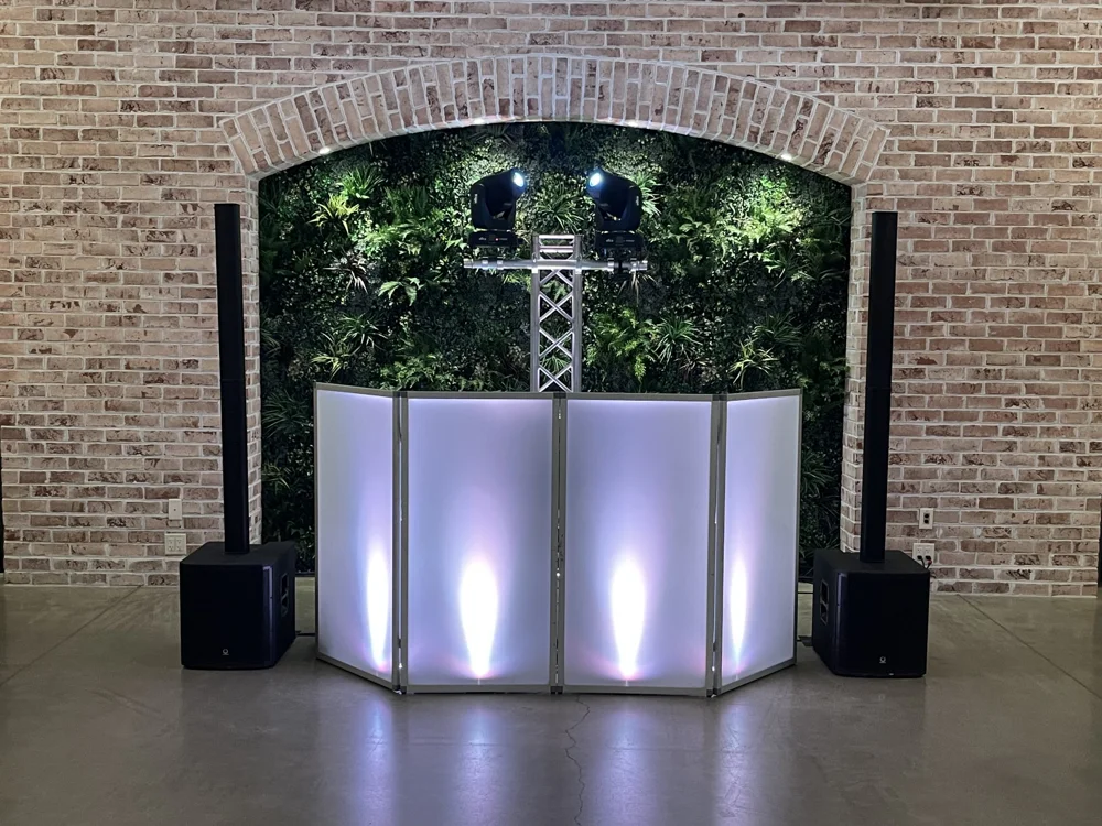 CWE’s illuminated DJ booth at the reception